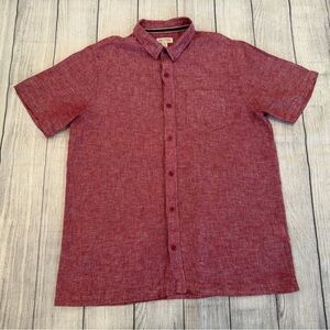 Sun + Stone Red Casual Button Down Shirt Short Sleeve/M